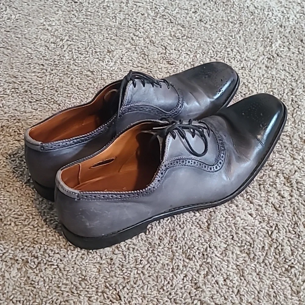 GUC Allen Edmonds Cornwallis Gray Black Leather Dress Shoes Oxfords Men 14B - Picture 3 of 9